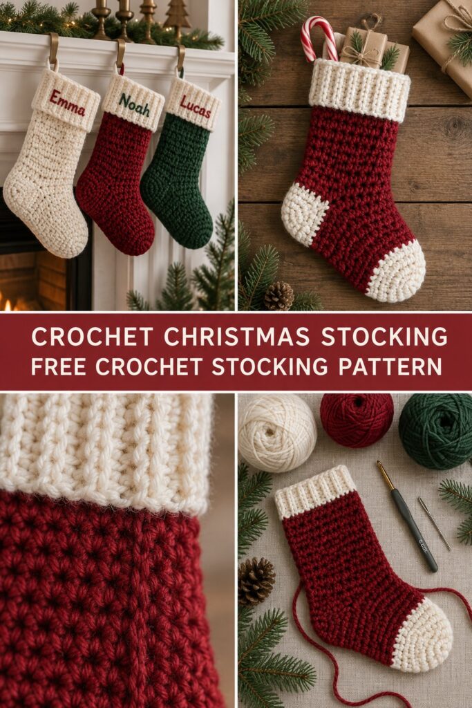 Crochet Christmas Stocking Free Step-by-Step Tutorial