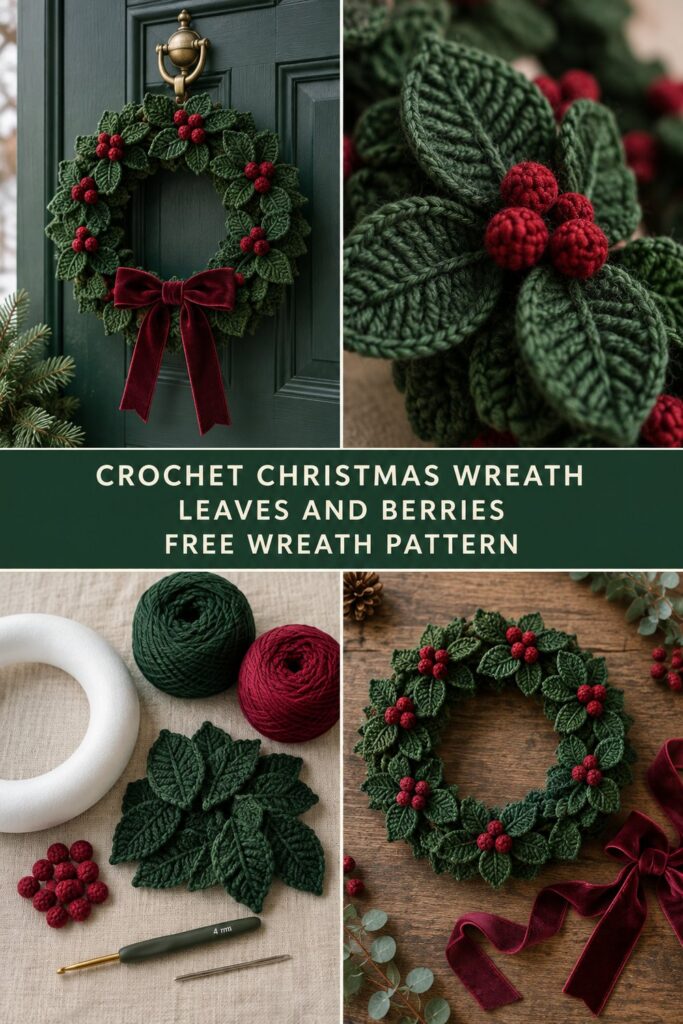Crochet Christmas Wreath for the Front Door — Free Pattern