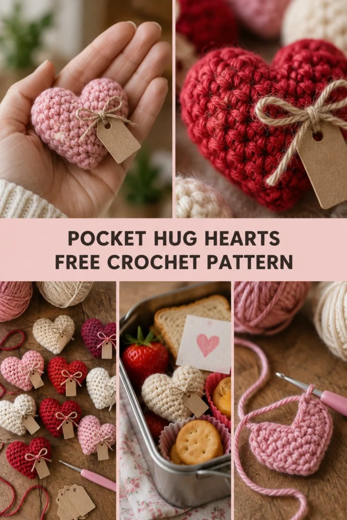 Câlins de poche cœurs au crochet : modèle gratuit de petits cœurs souvenirs