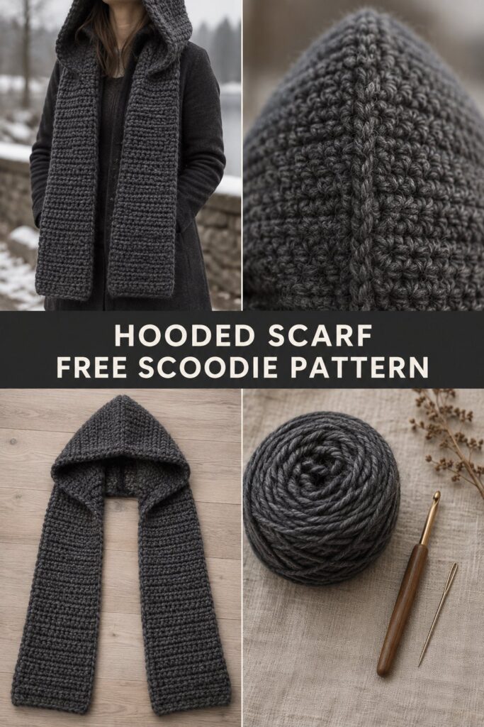Écharpe à capuche au crochet pour l’hiver — patron gratuit