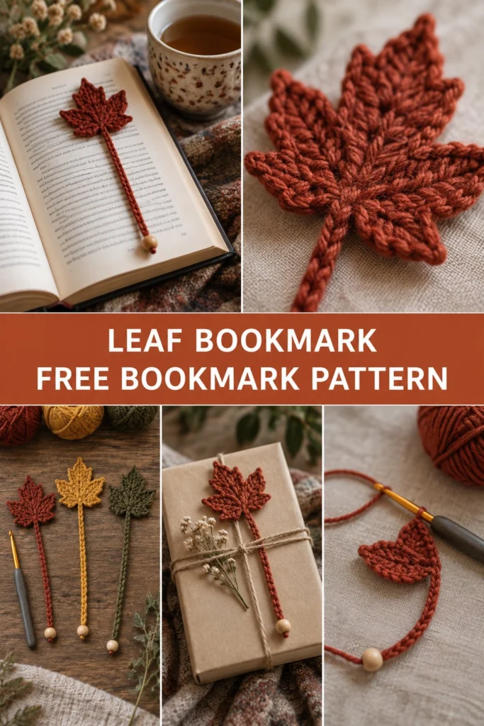 Crochet Maple Leaf Bookmark Free Fall Pattern