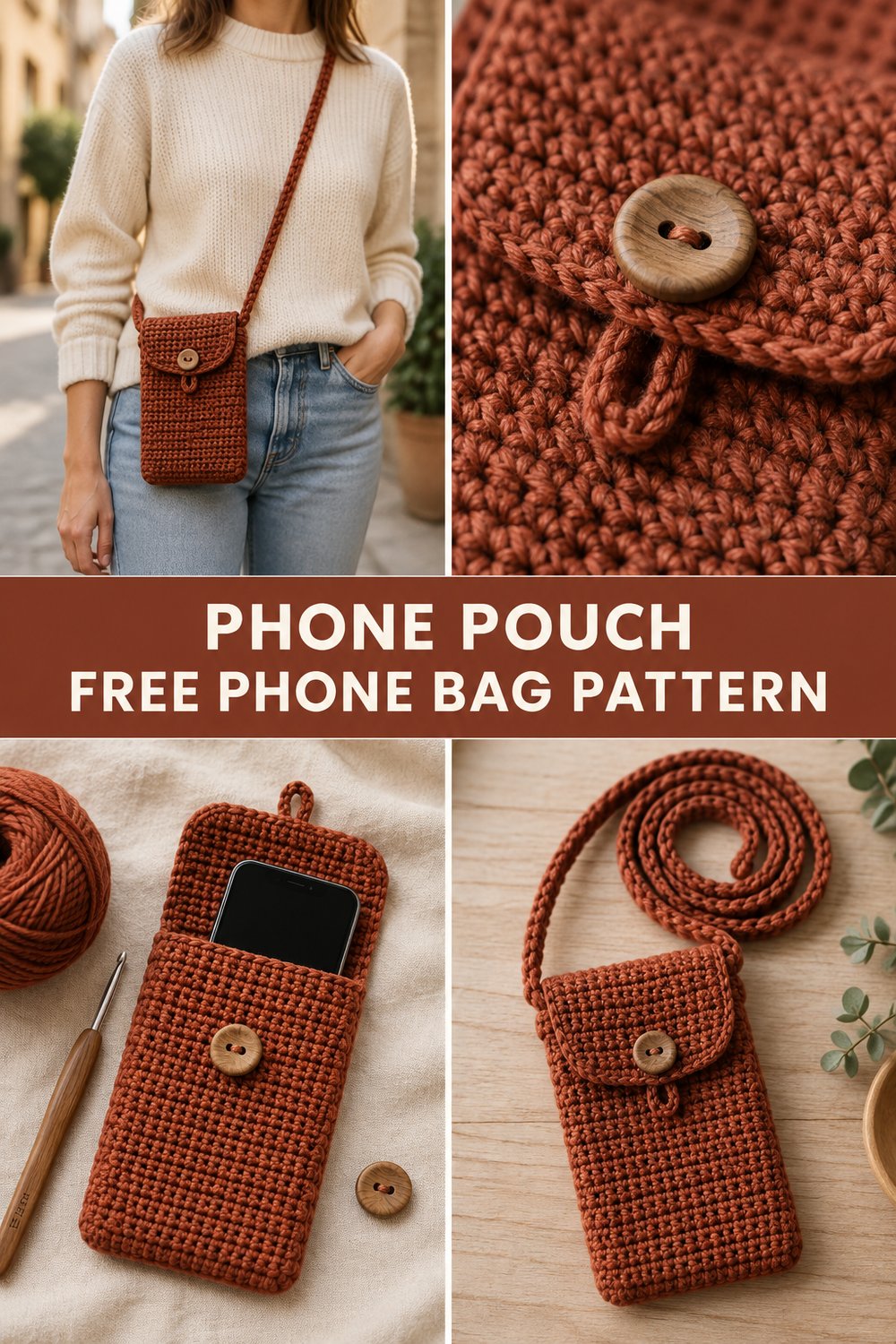 Crochet Phone Pouch With Long Strap — Free Beginner Pattern