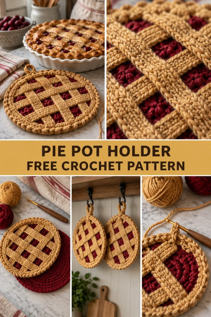 Crochet Pie Lattice Pot Holder Free Thanksgiving Pattern