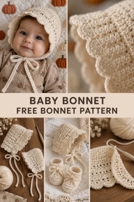 Crochet Pilgrim Bonnet for Babies Free Thanksgiving Pattern