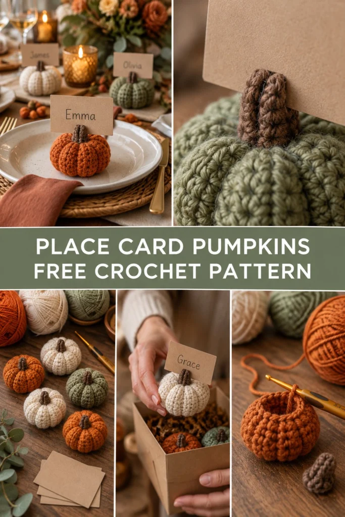 Crochet Pumpkin Place Card Holders Free Thanksgiving Pattern