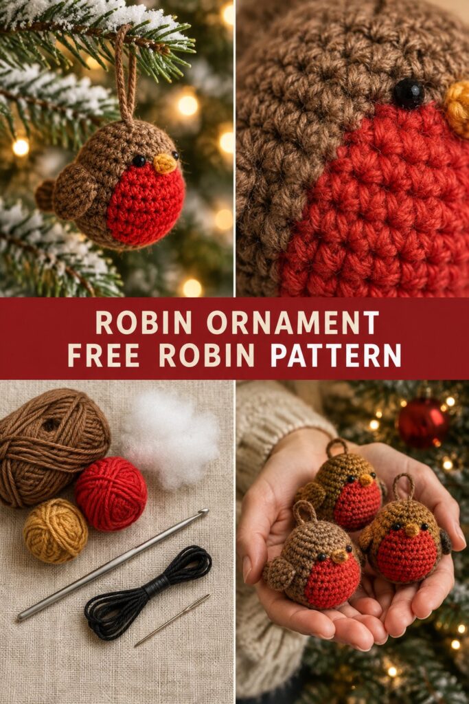 Crochet Robin Bird Ornament — Free Christmas Pattern