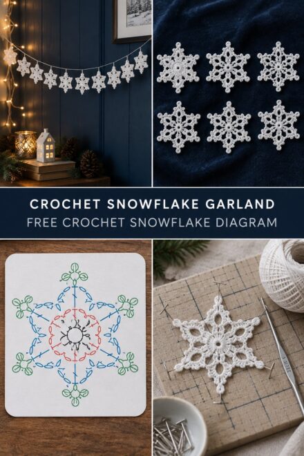 Crochet Snowflake Garland Free Stitch Diagram