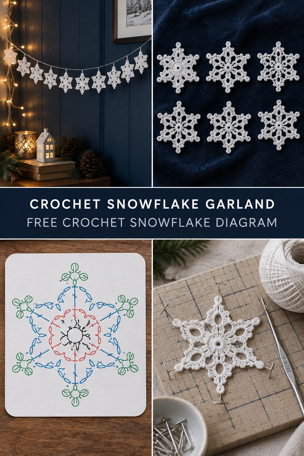 Crochet Snowflake Garland Free Stitch Diagram