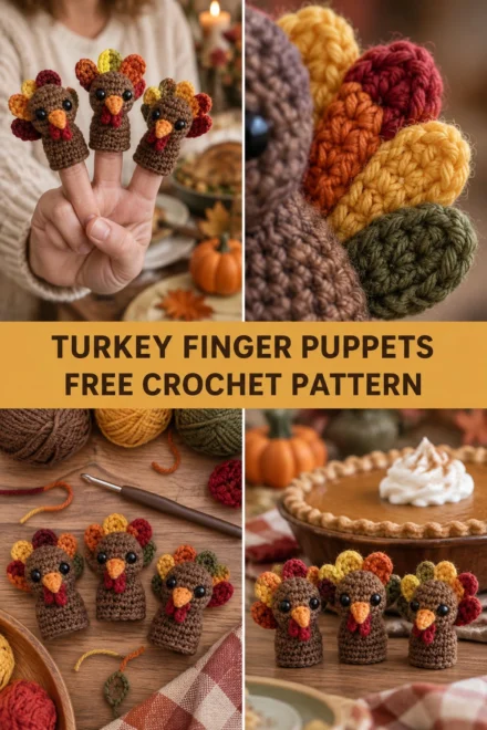 Crochet Turkey Finger Puppet Set Free Thanksgiving Pattern