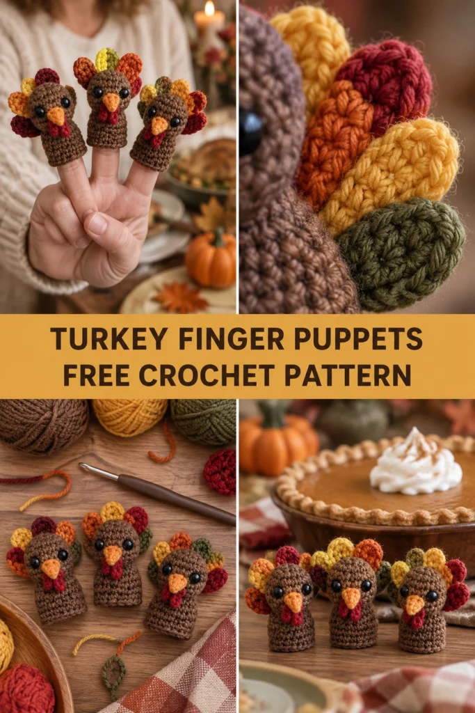 Crochet Turkey Finger Puppet Set Free Thanksgiving Pattern