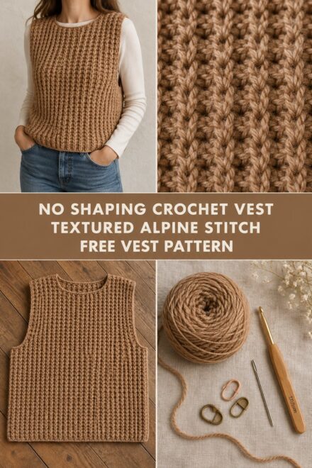 Crochet Vest With No Sleeves and No Shaping — Free Pattern