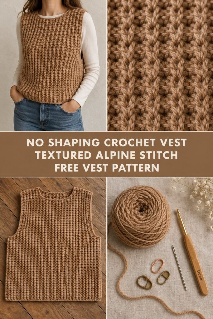 Gilet au crochet sans manches — Patron gratuit sans mise en forme