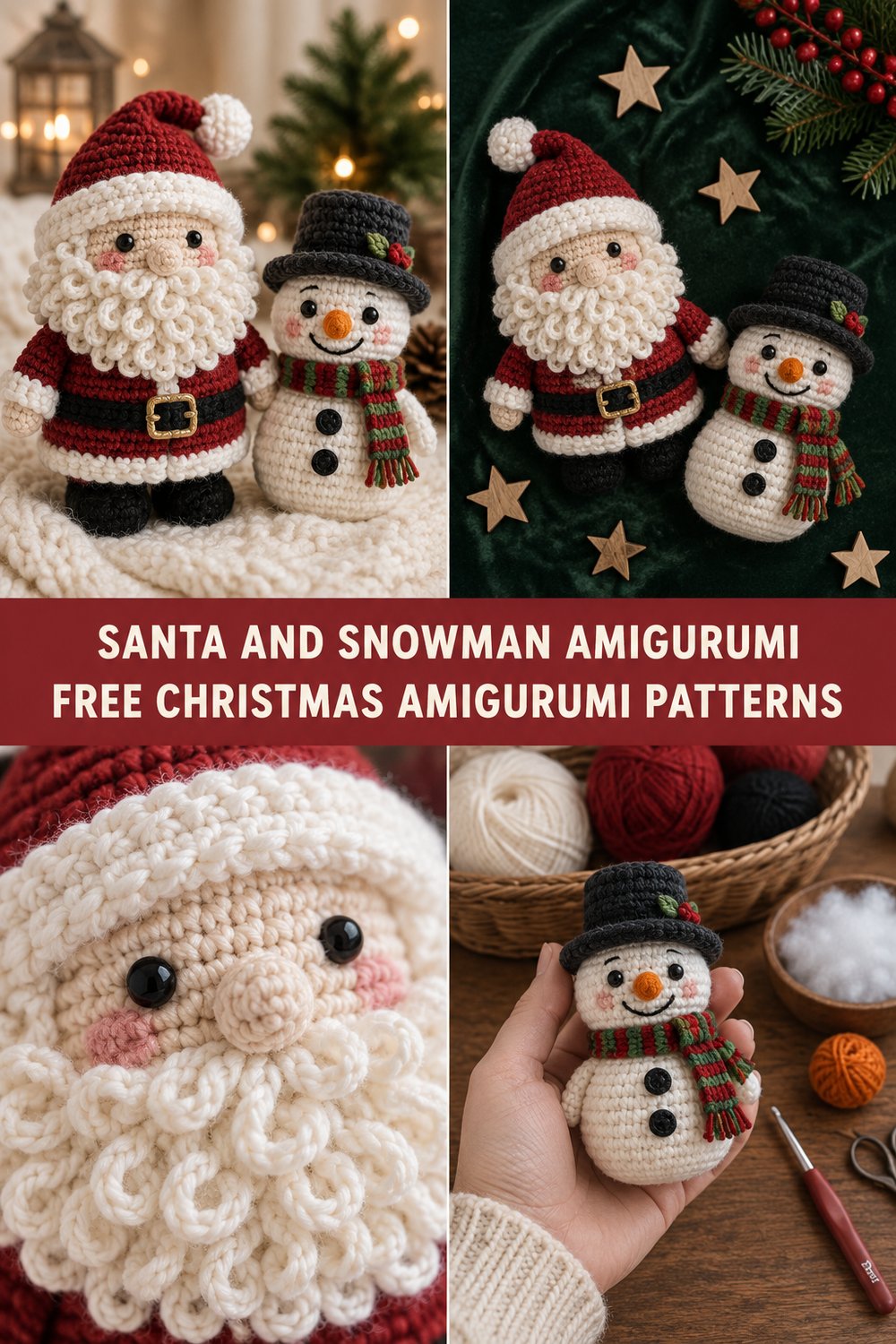 Cute Santa & Snowman Amigurumi Free Patterns