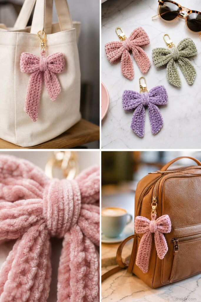 Delicate Velvet Ribbon Bag Charm Free Bag Pattern