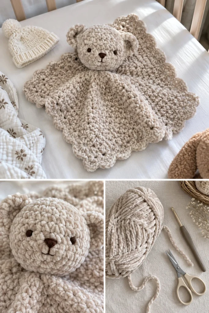 Easy Crochet Bear Lovey – Free Velvet Baby Blanket Pattern