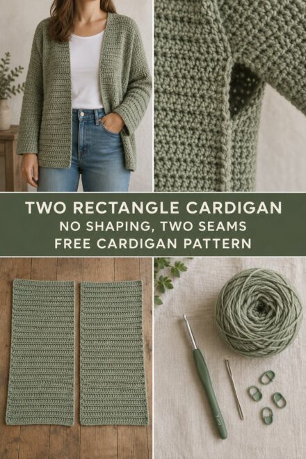Easy Crochet Cardigan From Two Rectangles — Free Pattern