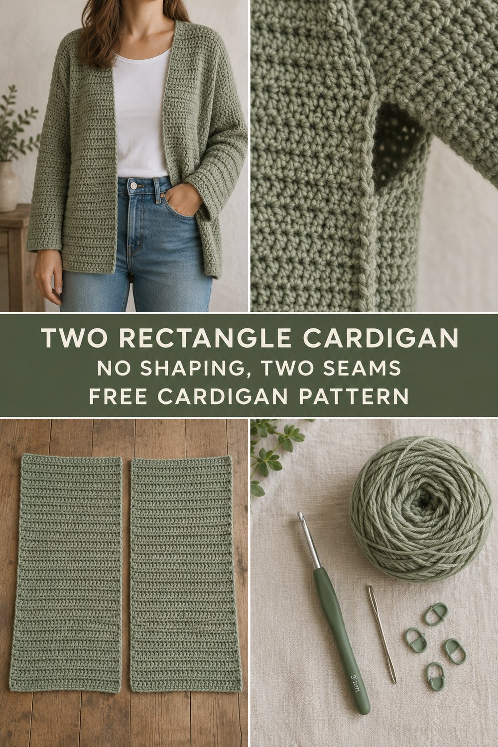 Easy Crochet Cardigan From Two Rectangles — Free Pattern