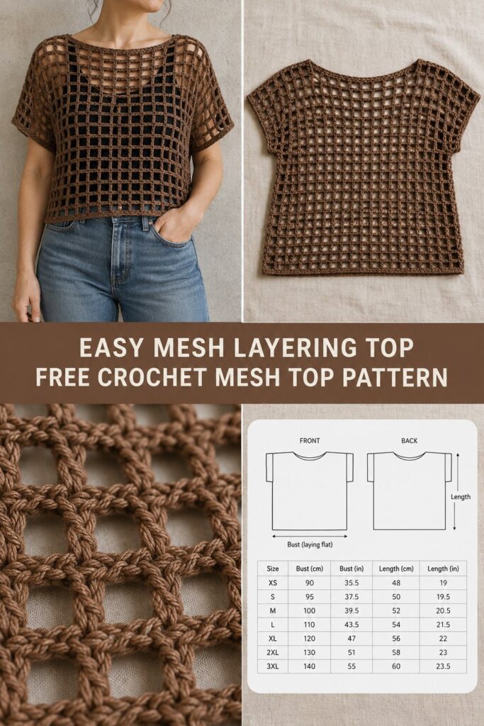 Kostenlose Häkelanleitung für ein leichtes Netz-Lagenlook-Top