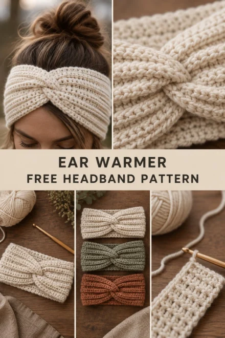 Easy Crochet Ribbed Ear Warmer Headband Free Pattern