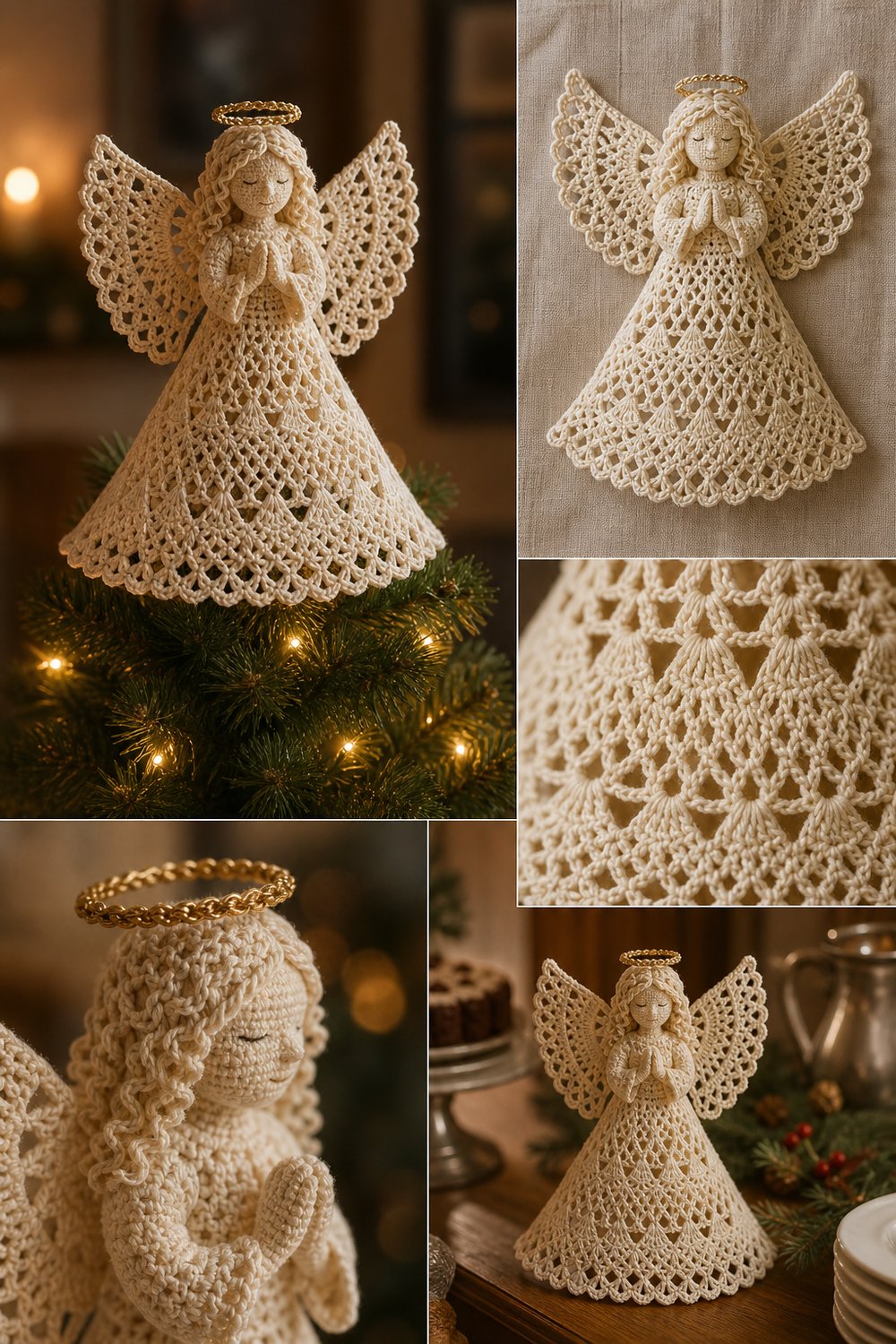 Elegant Lace Christmas Angel Tree Topper Free Beginner Pattern