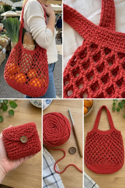 Foldable Crochet Market Tote – Free Pattern (Fits in Your Purse)