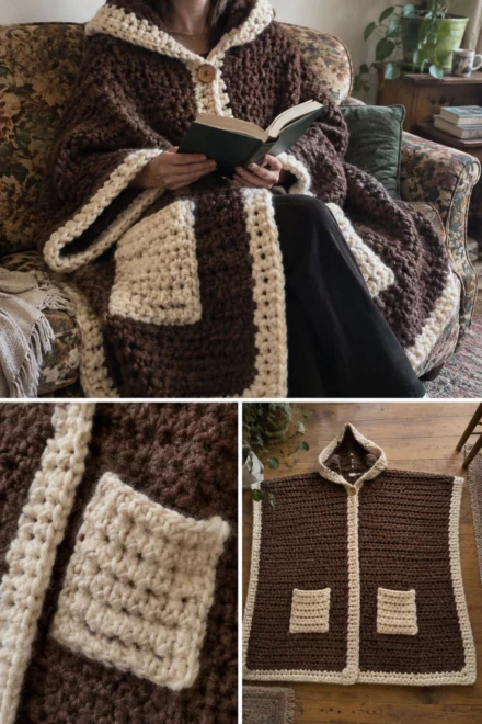 Free Crochet Hooded Blanket Pattern: Wearable Throw for Couch Nights