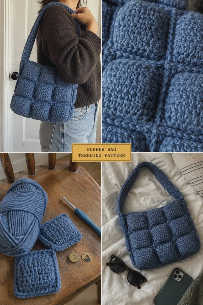 Free Crochet Puffer Bag Pattern: Puffy Quilted Look, No Batting