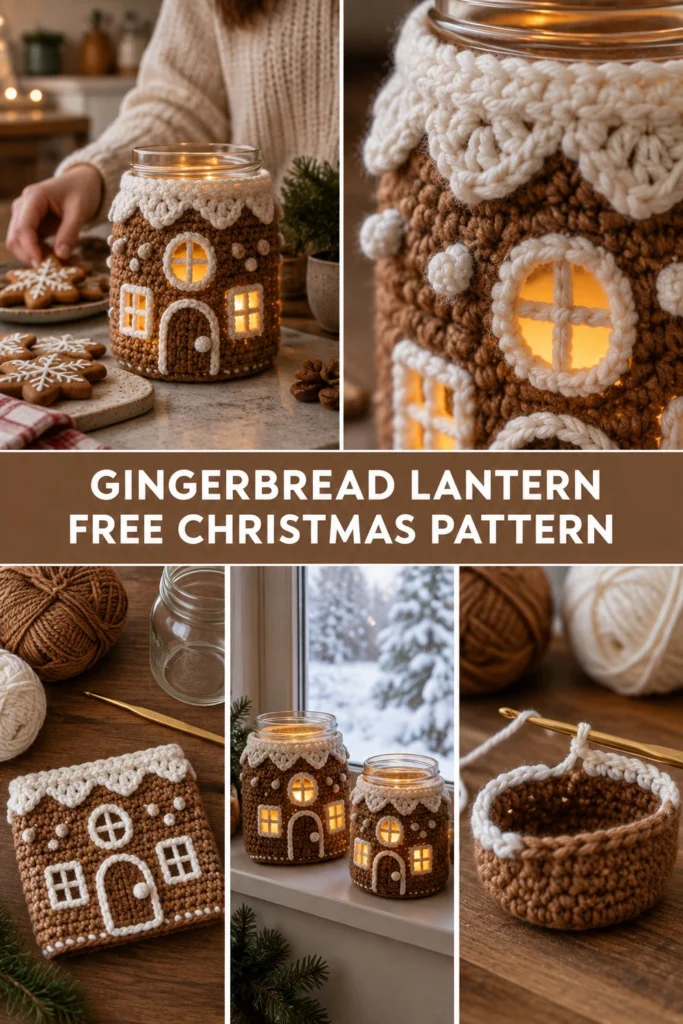 Lebkuchenhaus Häkeln Glaslaterne Kostenlose Weihnachtsleitung