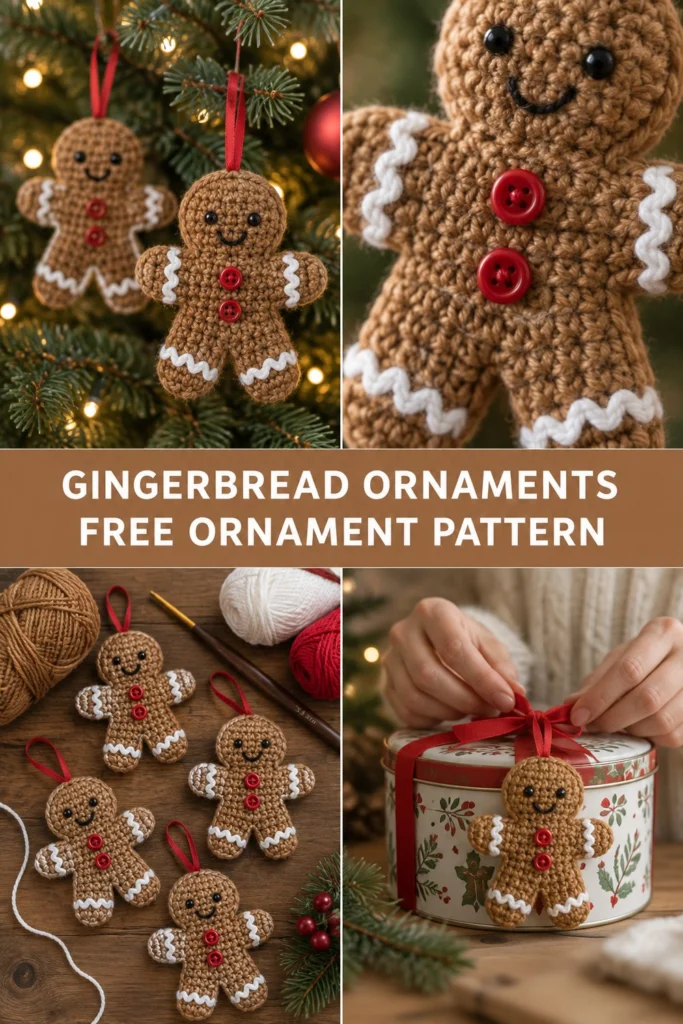 Gingerbread Man Crochet Ornaments Free Christmas Pattern