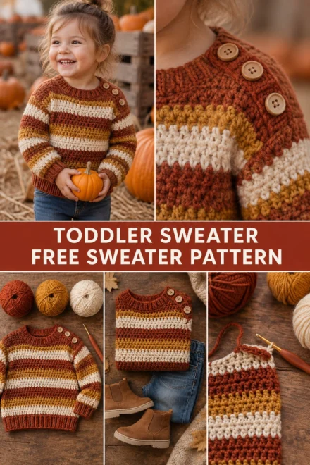 Harvest Stripe Crochet Toddler Sweater Free Thanksgiving Pattern
