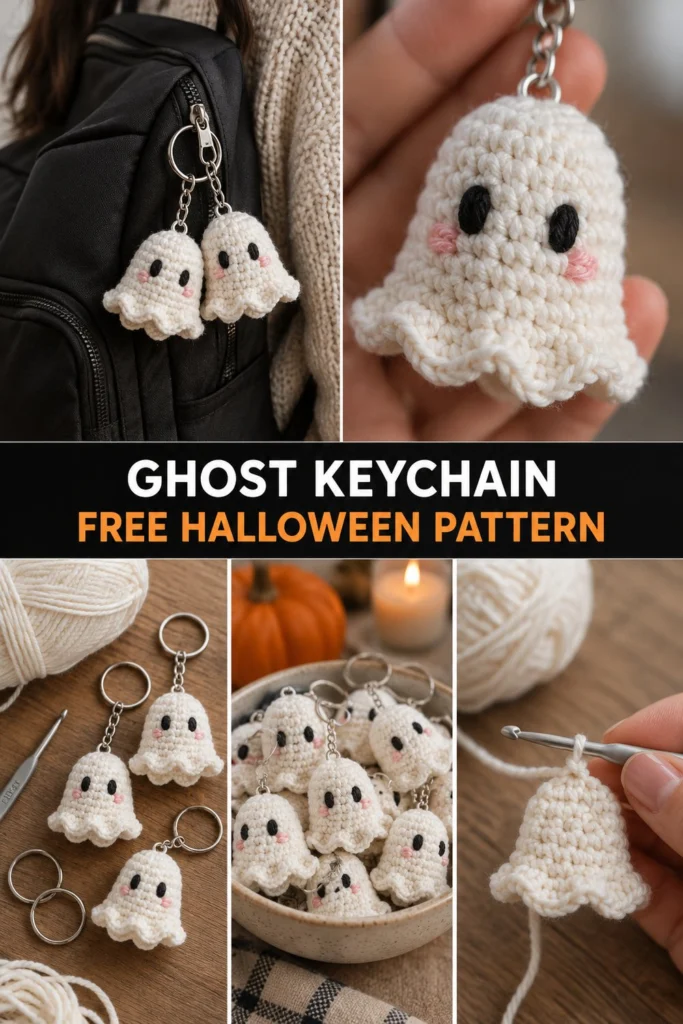 Little Crochet Ghost Keychain Free Halloween Pattern