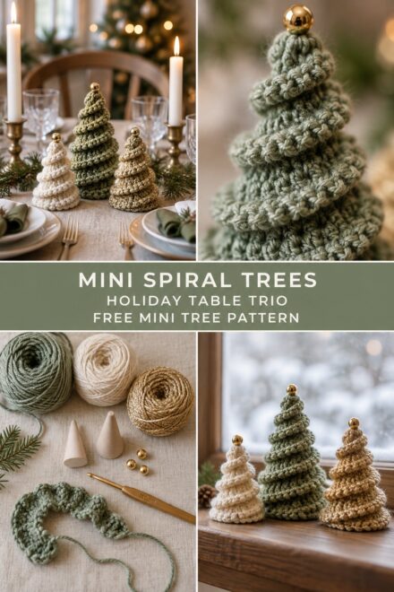 Mini Spiral Crochet Christmas Tree for the Holiday Table — Free Pattern