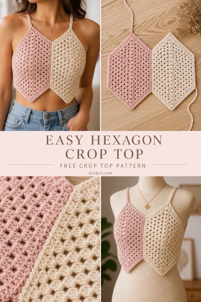 Minimalist Hexagon Sleeveless Top Free Crop Top Pattern