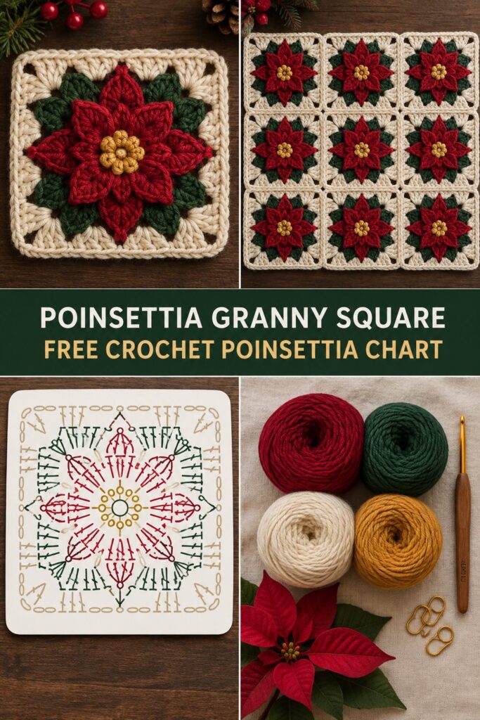 Poinsettia Granny Square Free Color Chart