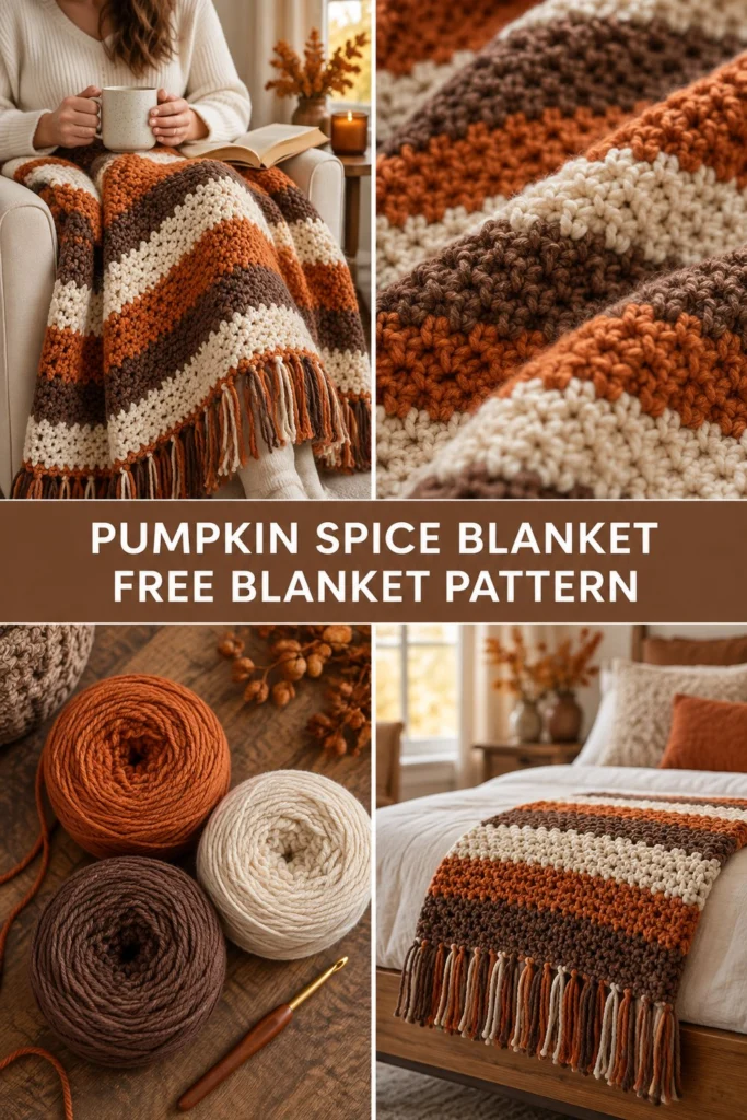 Pumpkin Spice Crochet Throw Blanket Free Fall Pattern