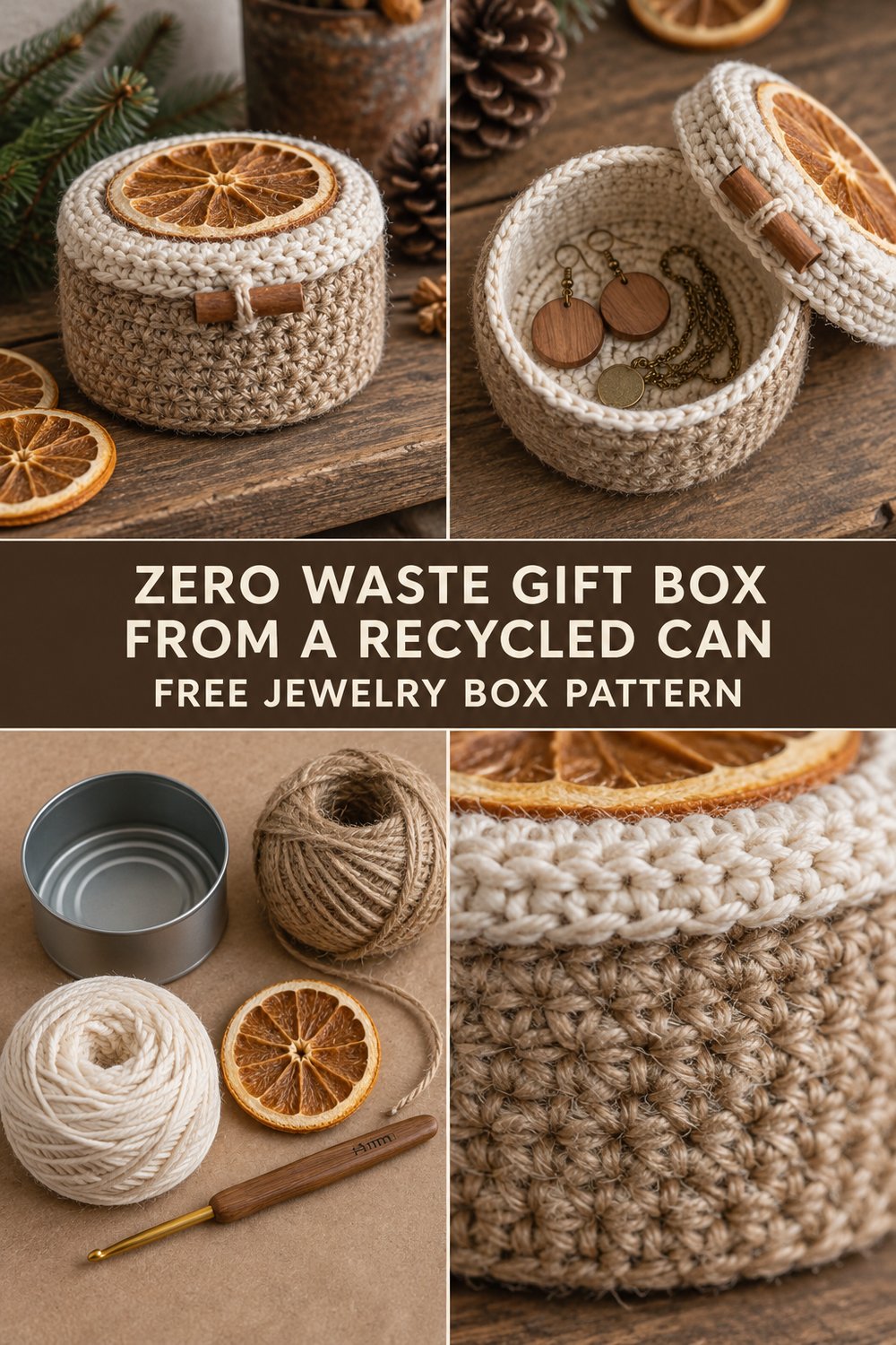 Recycled Tuna Can Crochet Jewelry Box — Zero Waste Christmas Gift