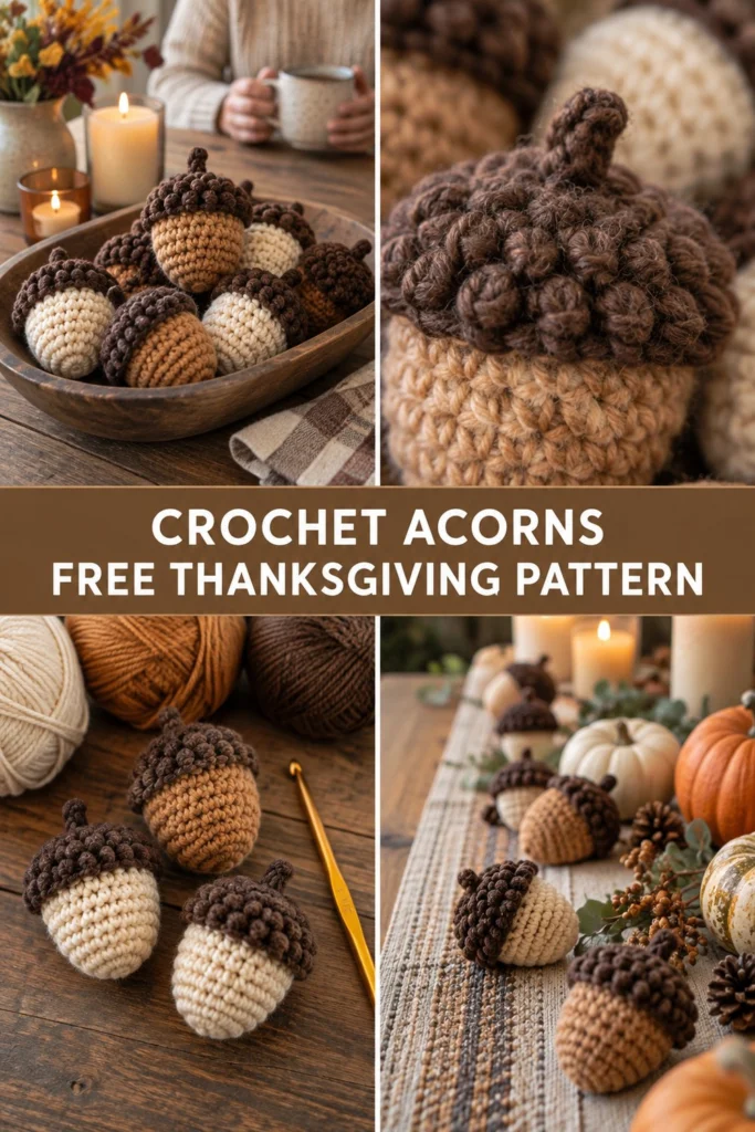 Rustic Crochet Acorn Bowl Filler Set Free Thanksgiving Pattern