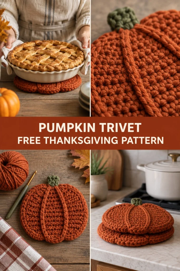 Rustic Harvest Crochet Pumpkin Trivet Free Thanksgiving Pattern