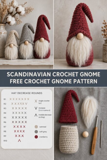 Scandinavian Crochet Gnome Free Pattern & Chart