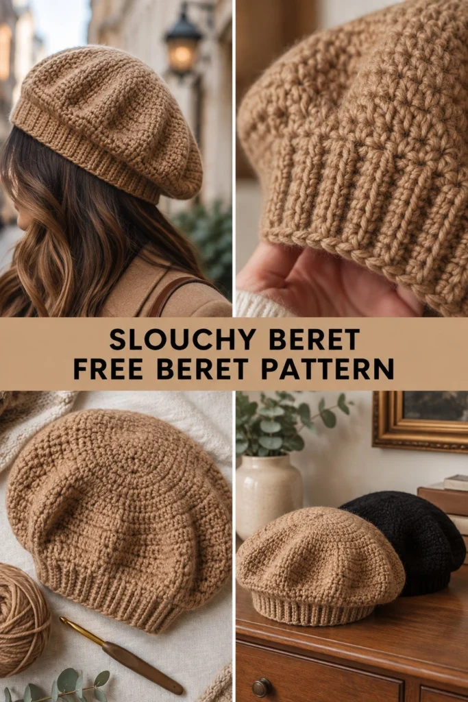 Slouchy Crochet Beret Free Pattern