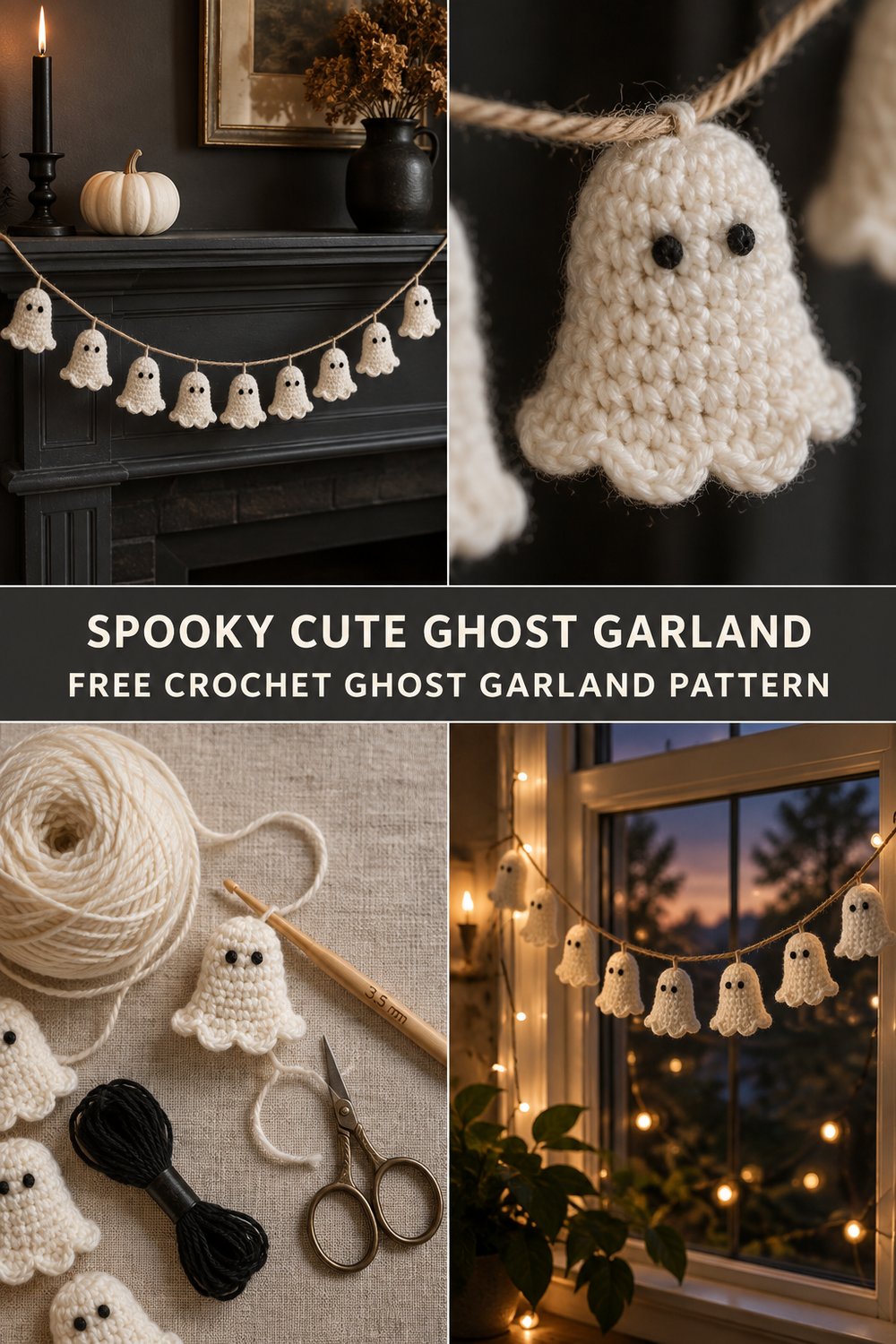 Spooky Cute Crochet Ghost Garland Free Pattern