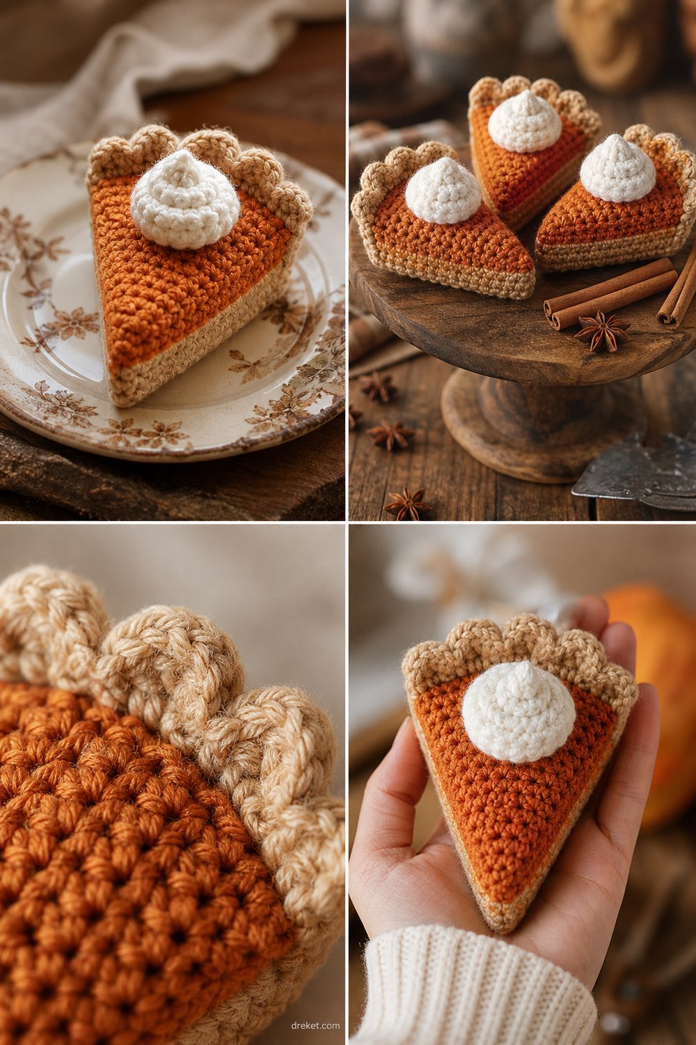 Sweet Cinnamon Pumpkin Pie Slice Free Amigurumi Pattern