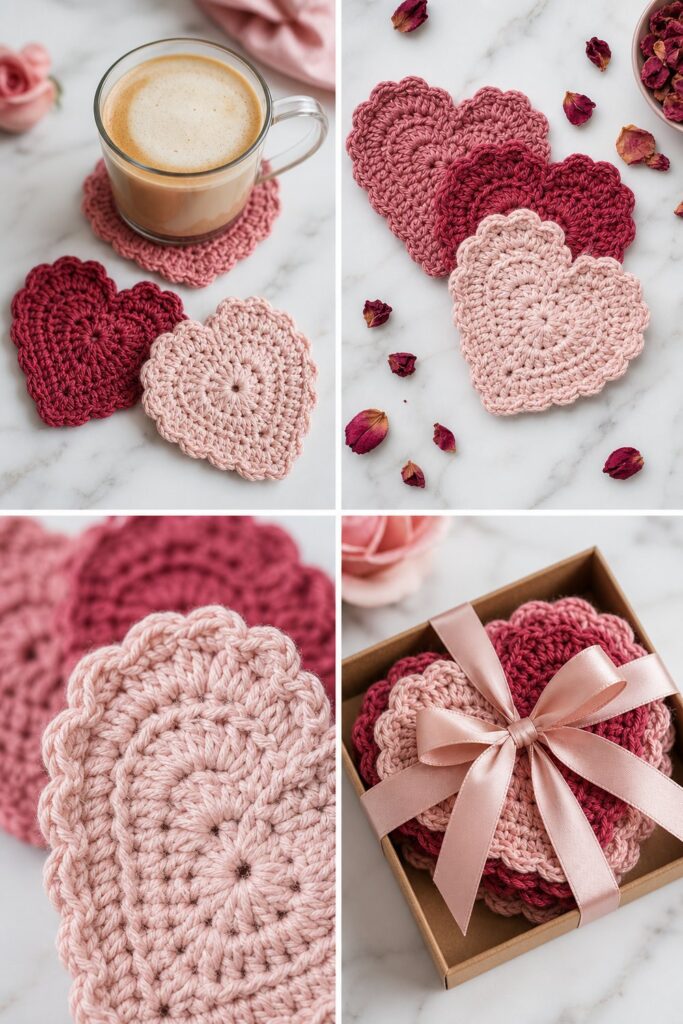 Sweet Valentine Heart Coaster Trio Free Quick Pattern