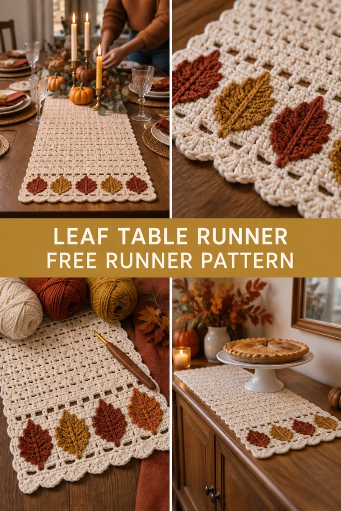 Thanksgiving Crochet Leaf Table Runner Free Pattern