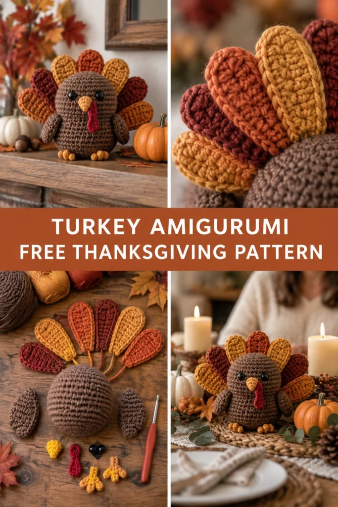 Thanksgiving Turkey Crochet Shelf Sitter Free Amigurumi Pattern