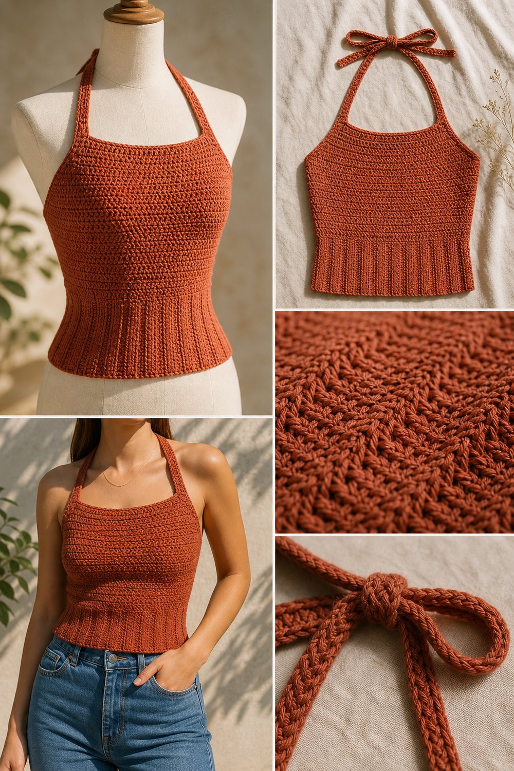 Vintage Square Neck Halter Tank Top Free Tank Top Pattern