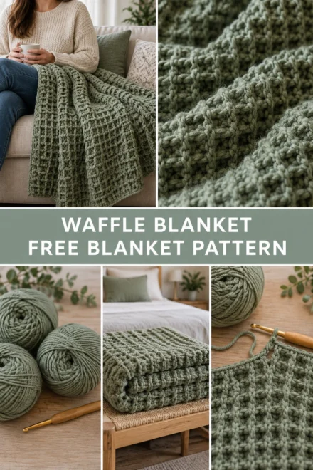 Waffle Stitch Crochet Throw Blanket Free Pattern