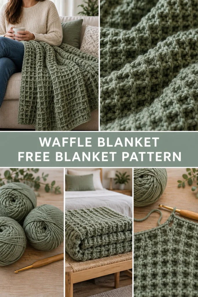 Waffle Stitch Crochet Throw Blanket Free Pattern